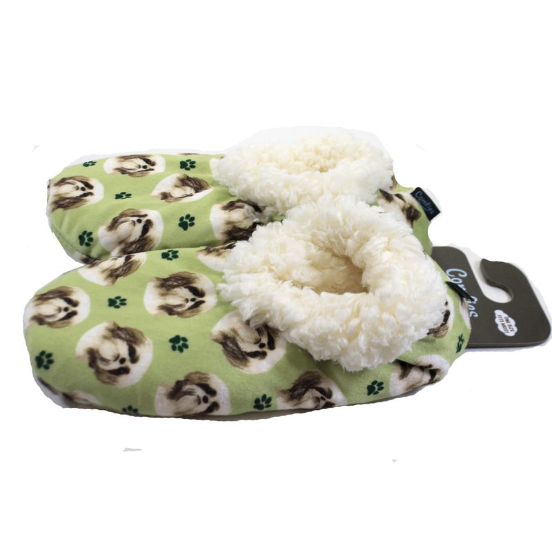 Comfies نعال شih Tzu تان فائقة النعومة - E&S Pets - هدايا شih Tzu - نعال منزلية مريحة - قاعدة غير قابلة للانزلاق - مقاس واحد يناسب معظم الأحجام - نعال شيربا - هدايا لعشاق الحيوانات الأليفة للرجال والنساء - Image 3